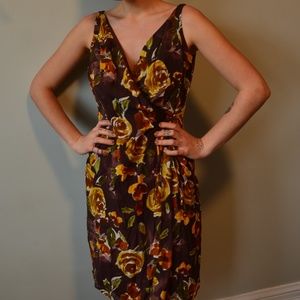 Vintage Brown Floral Wrap Dress